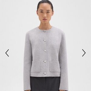 Theory Cropped Jacket Double Faced Wool Cashmere Sz 2